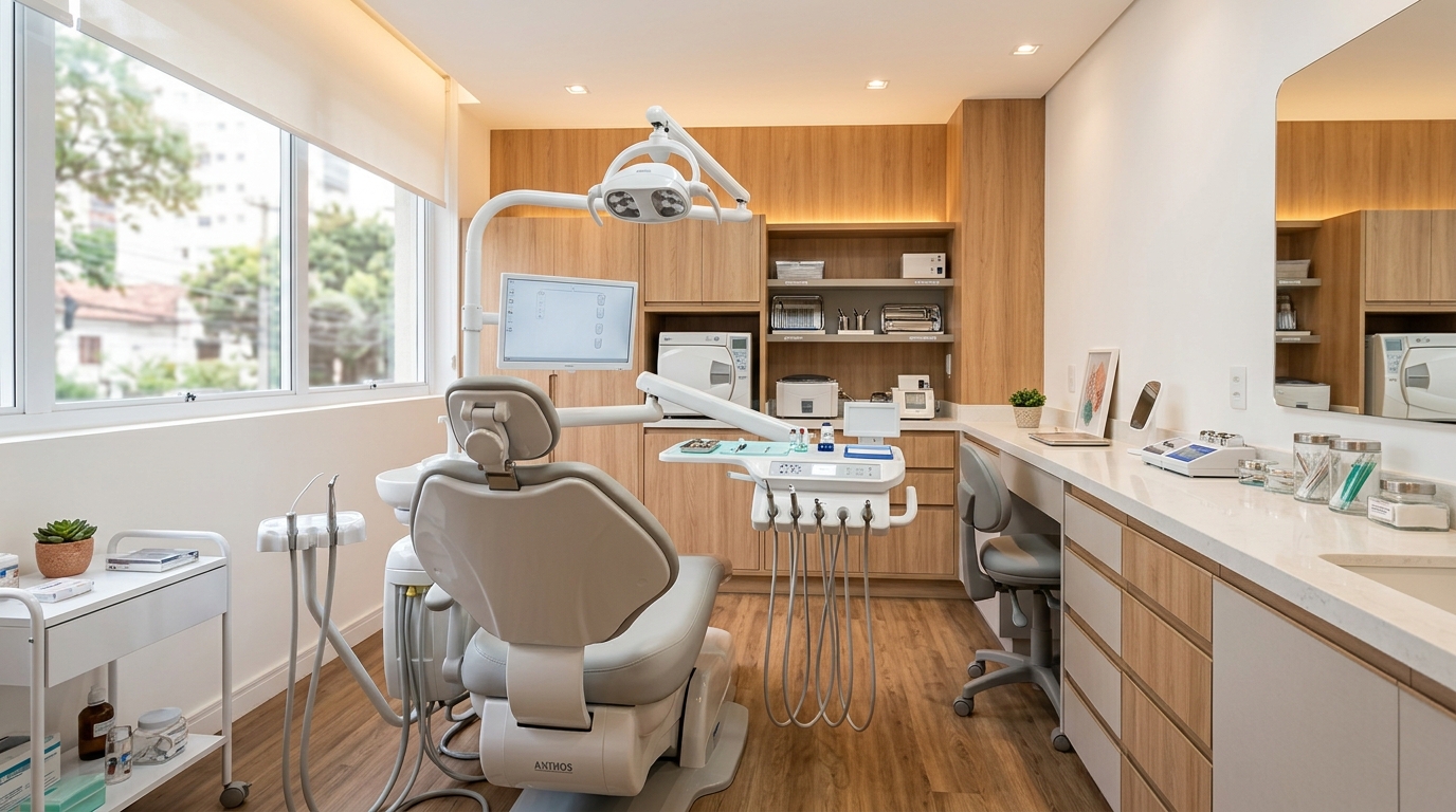 Consultório odontológico moderno e equipado da OdontoCompany Valentim Gentil
